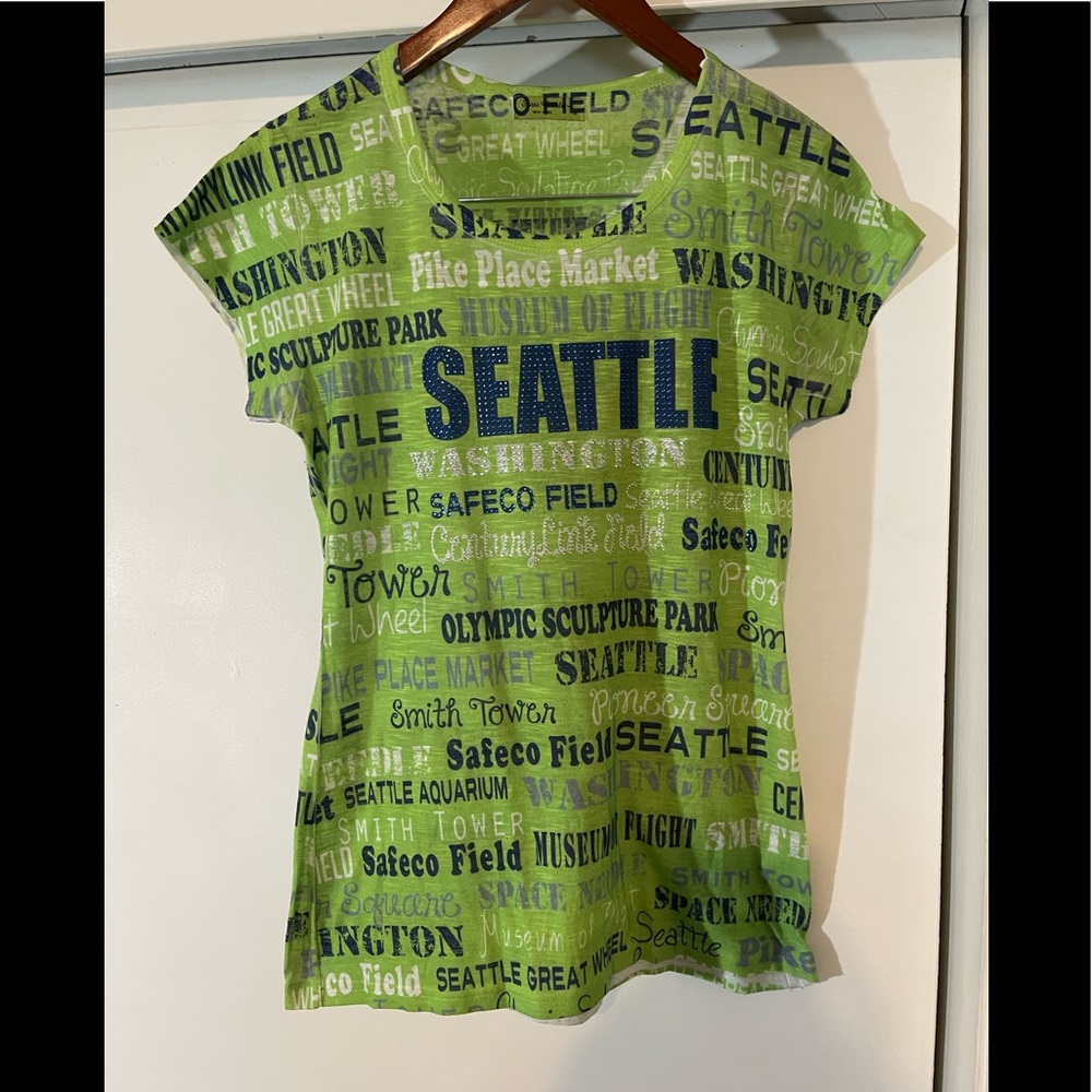 One of a kind Seattle Seahawks embellished cap sleeve tee